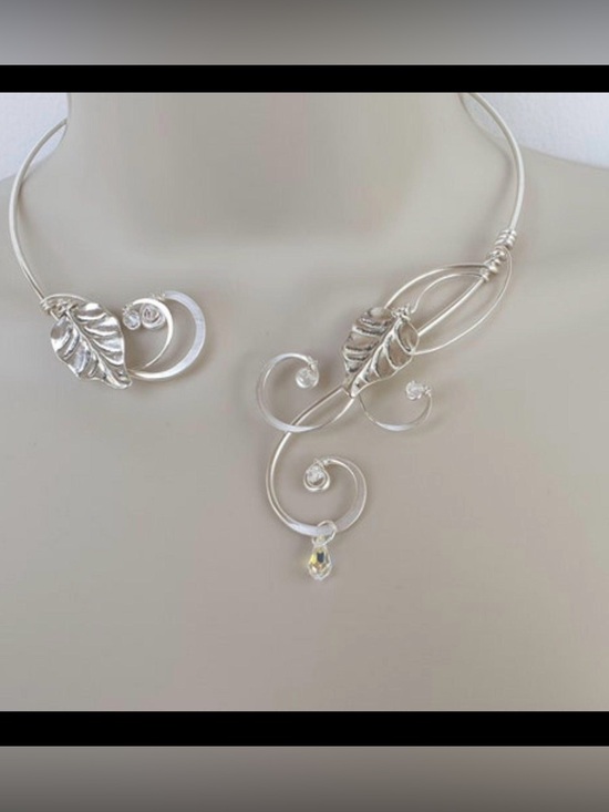 Jewelry - NIB 925 Silver Plaited Leaf Open Necklace/bridal Choker- Elven Necklace Unworn